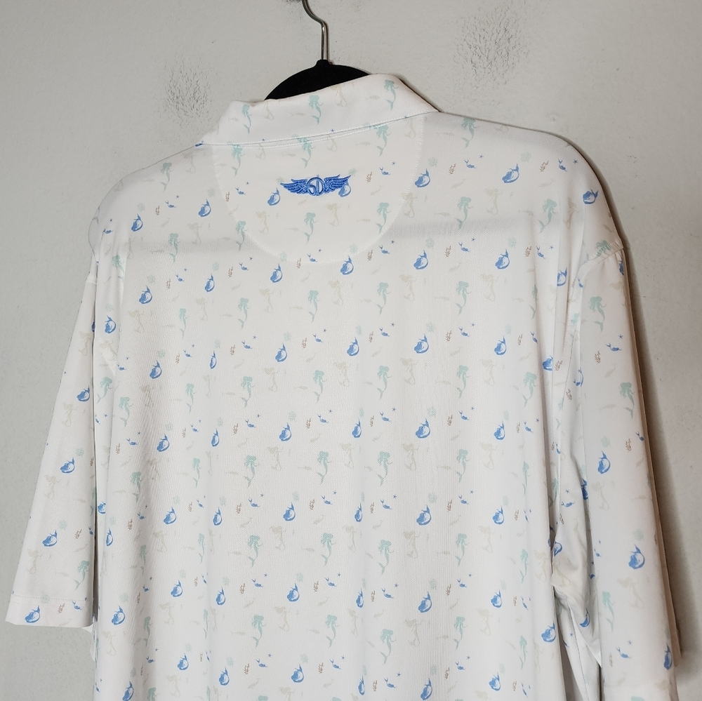 Straight Down Mermaid Printed performance golf polo shirt. Size XXL - Picture 9 of 16